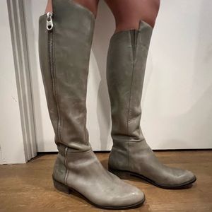 Gray Leather Riding Boots